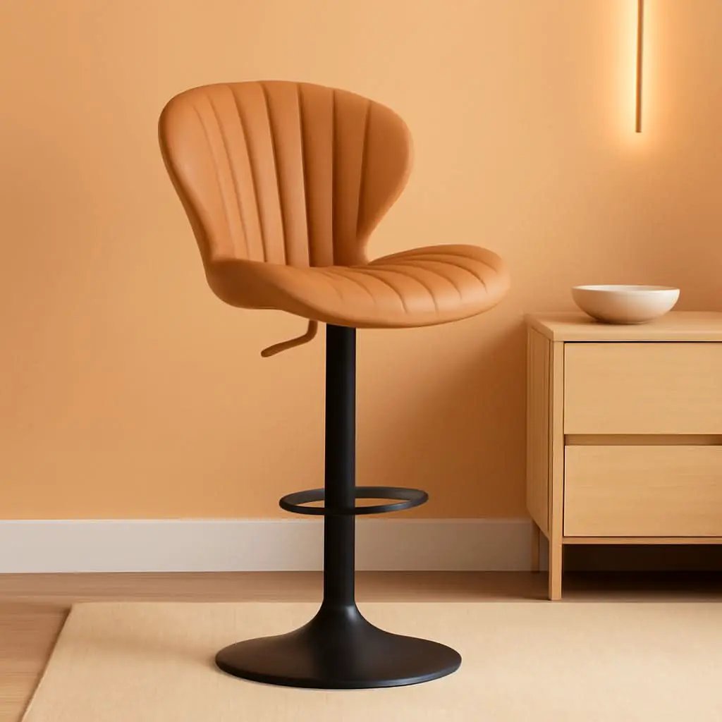 Bar Stools Set Of 3 Brown Counter Height Swivel Chairs With High Back from PriceLows™