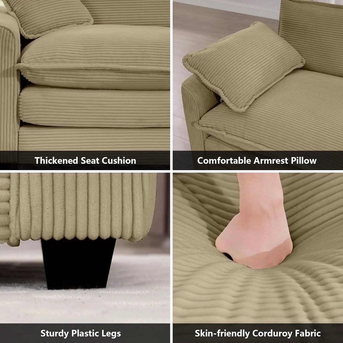 3 Piece Corduroy Sofa Set Camel 3 Seater And 2 Loveseats from PriceLows™