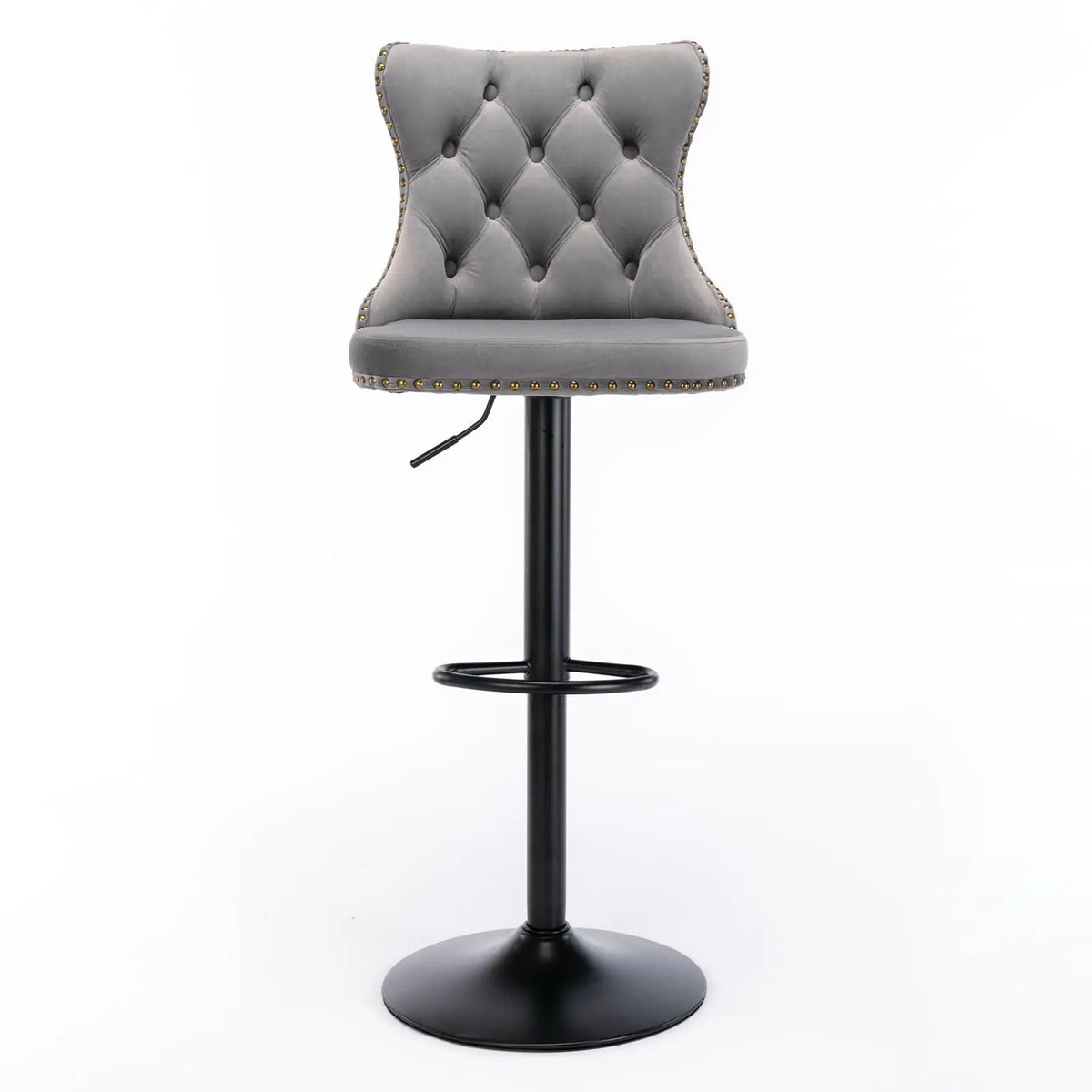 Swivel Barstools | Adjustable Height | Tufted Back With Nailheads | Set of 2