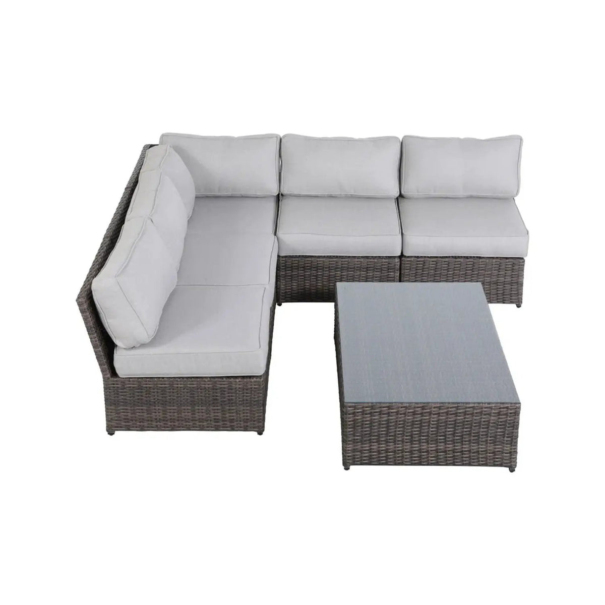 Outdoor Rattan Sectional Set | Half-Round HDPE Wicker | Rustproof Aluminum Frame | Fully Assembled