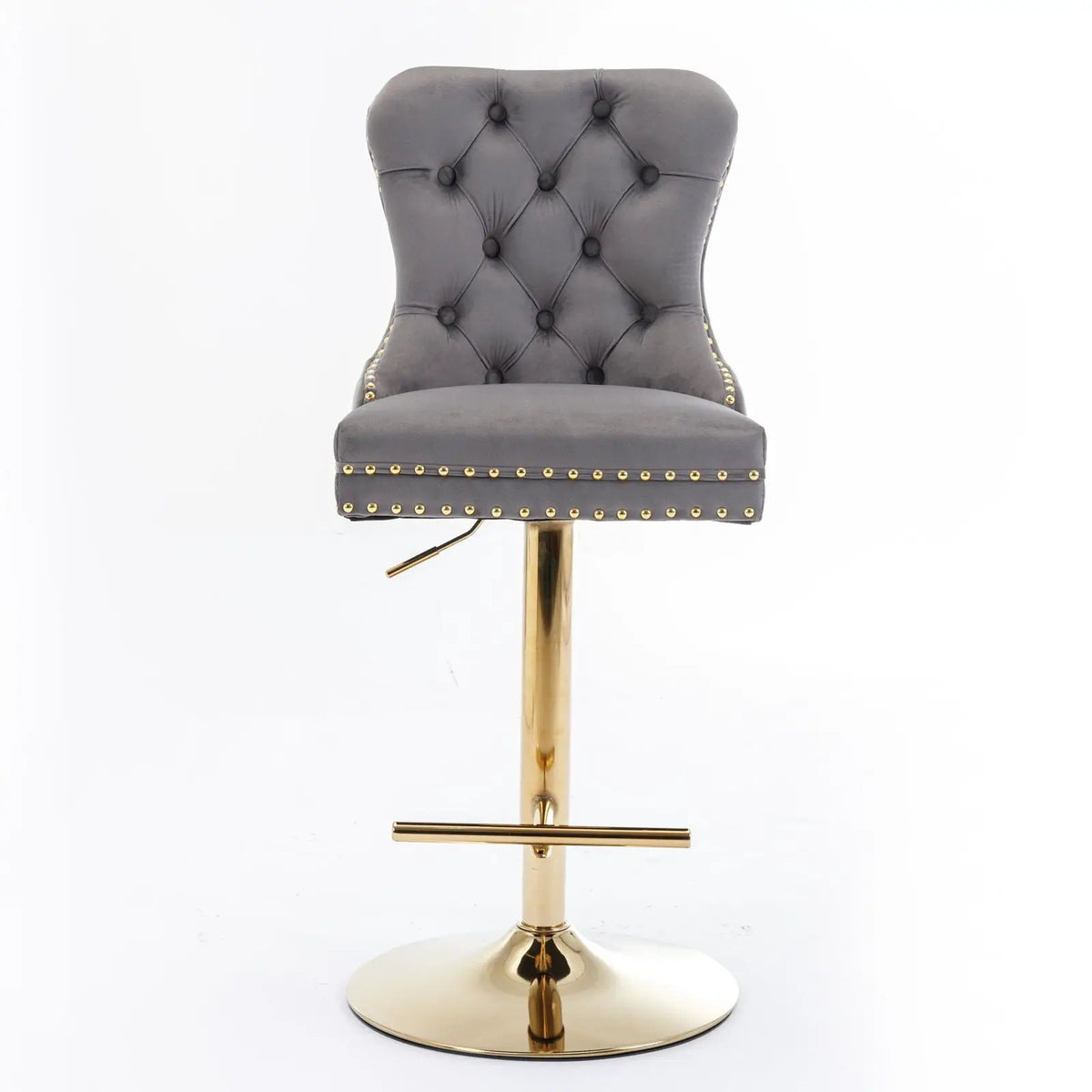 Swivel Barstools | Set Of 2 | Adjustable 25-33 Inch Seat Height | Tufted Back Upholstery