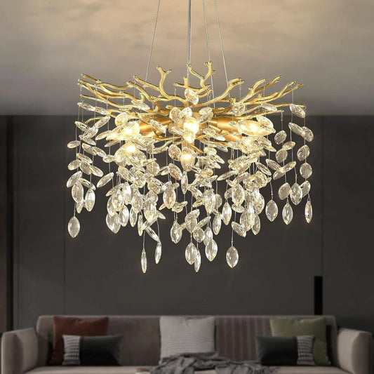 Gold Crystal Tree Branch Chandelier 18 Inch K9 Crystals from PriceLows™