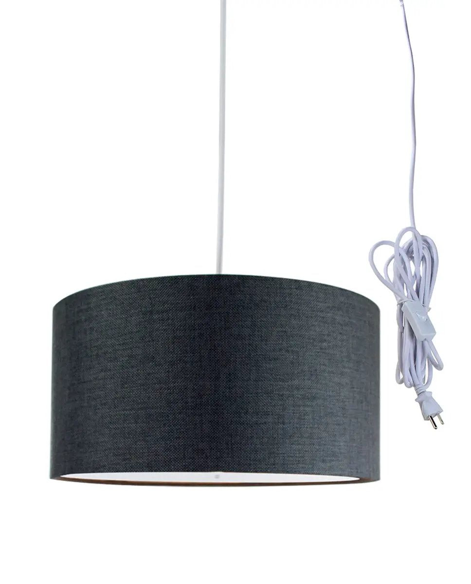 Plug In Swag Pendant Light | 16 Inch Wide | 2 Light | Granite Gray