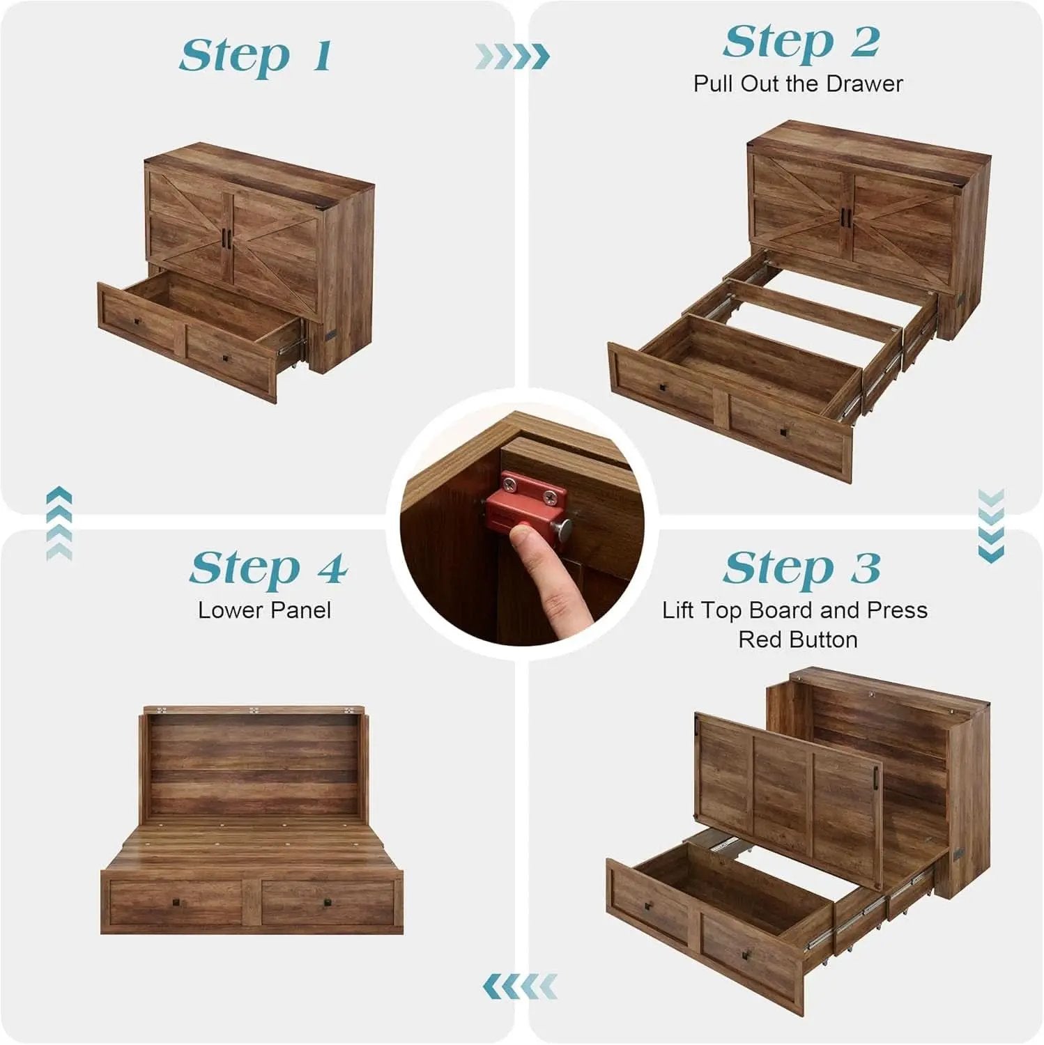 Murphy Bed Barnwood Queen Size Fits Small Spaces In Cabinet from PriceLows™