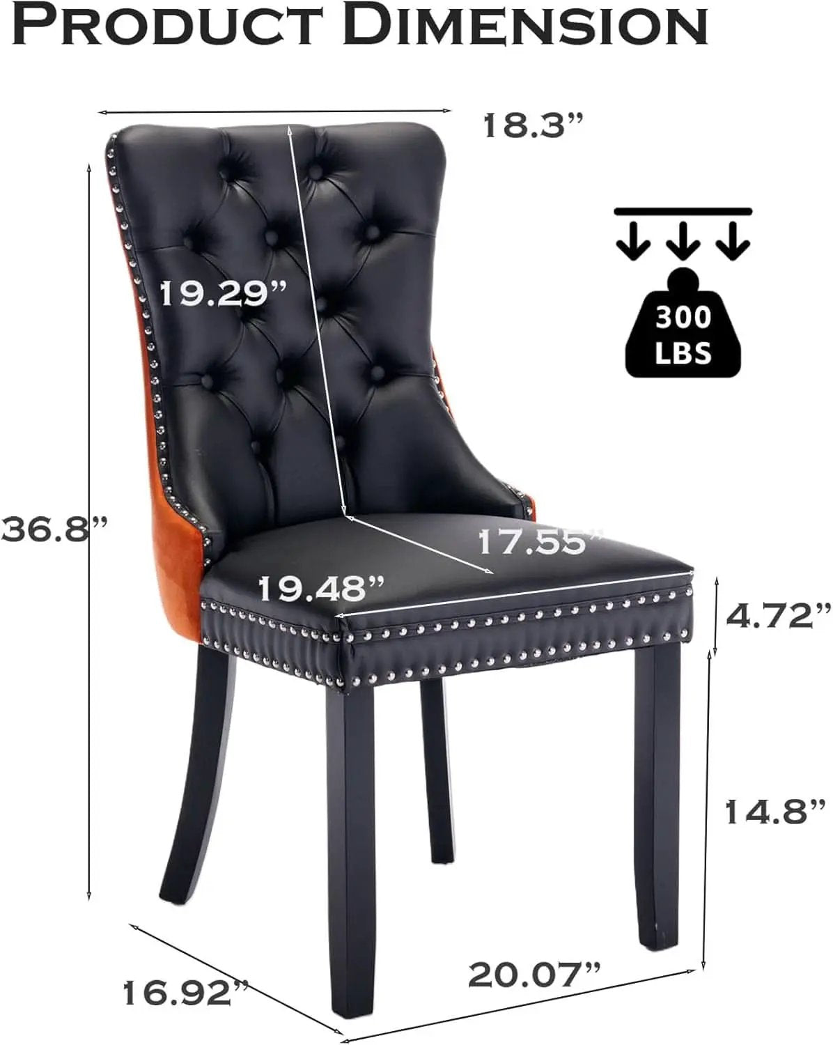 Leather Dining Chair Set Of 2 Tufted Black And Orange from PriceLows™