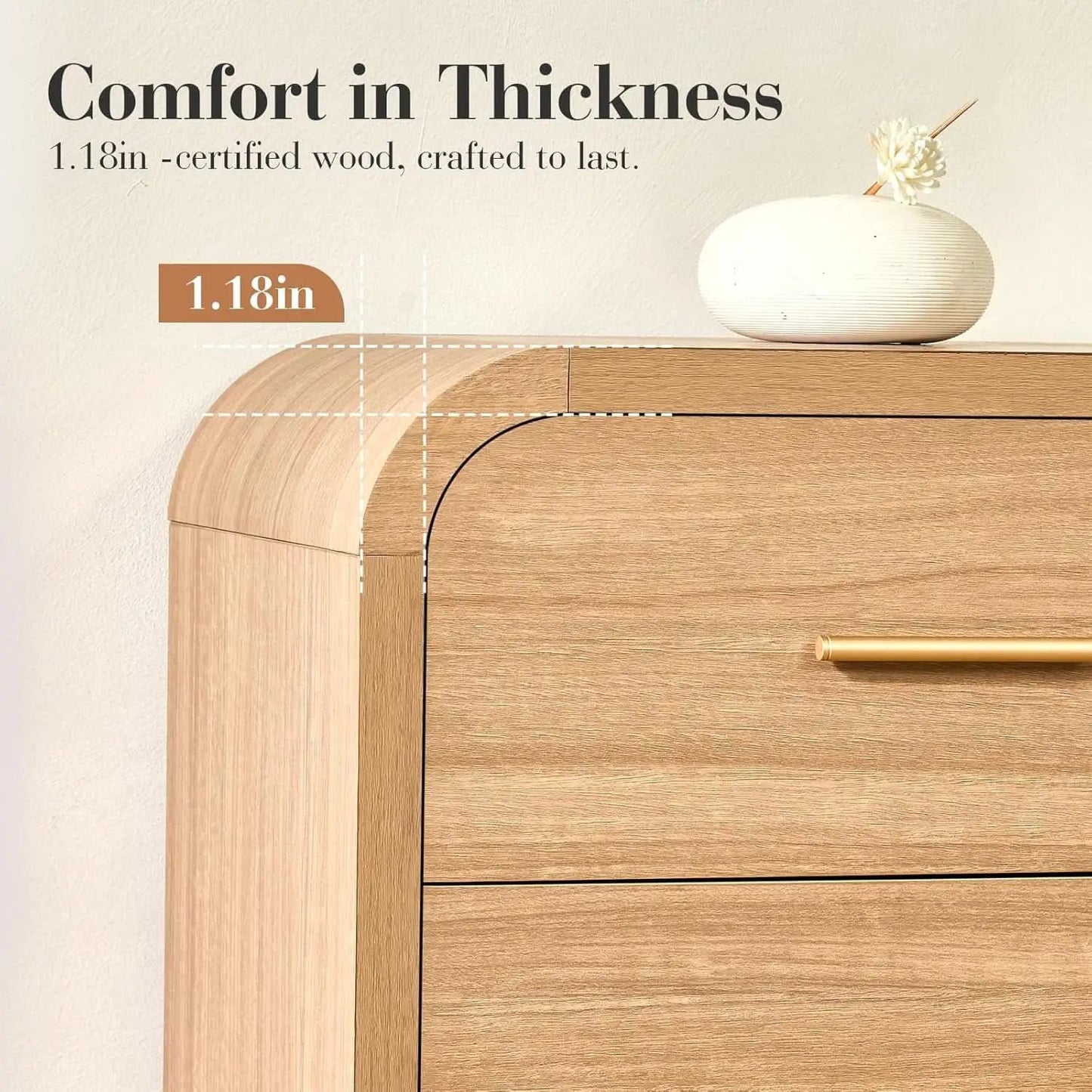 Curved Dresser 54Inch Oak Finish Contemporary Storage from PriceLows™