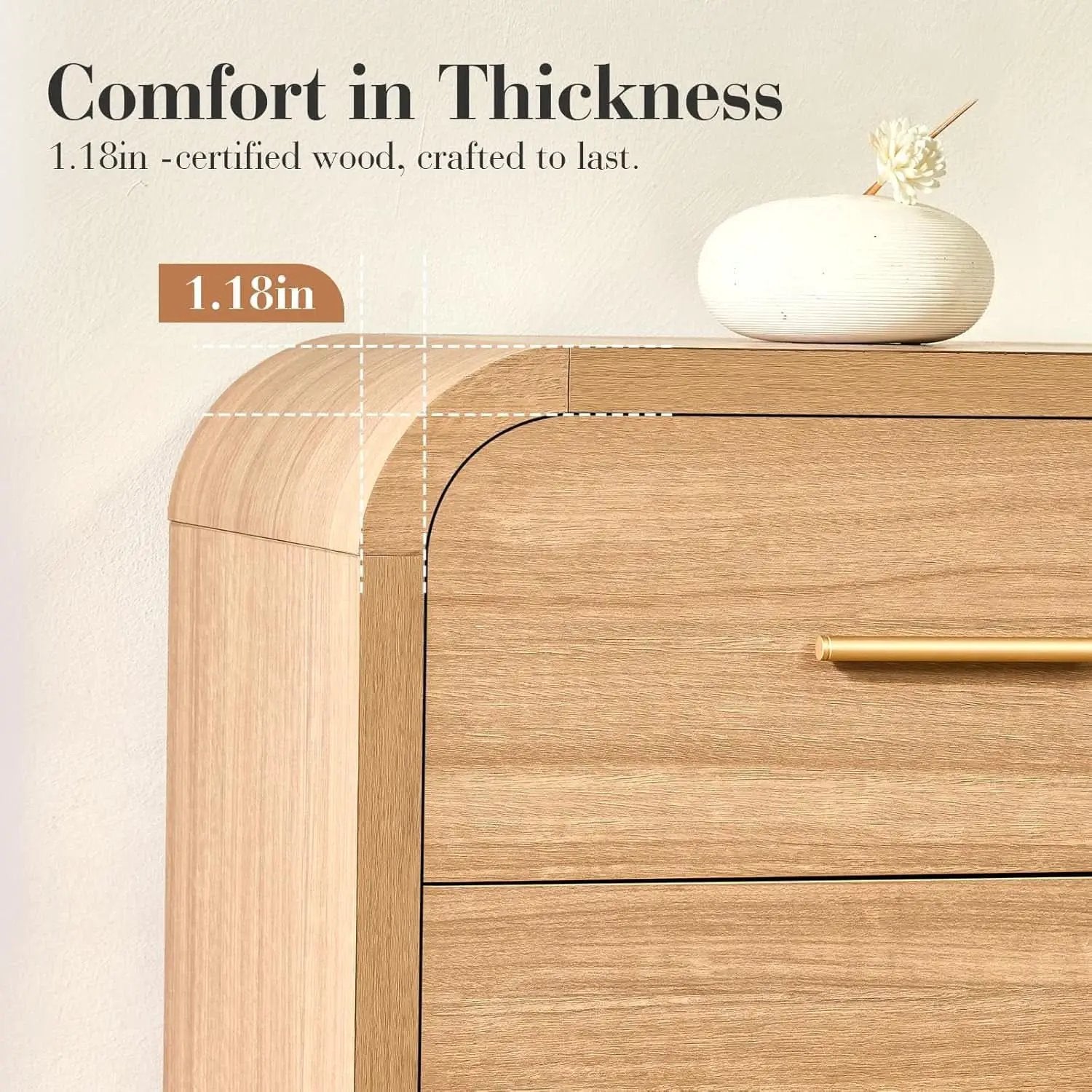 Curved Dresser 54Inch Oak Finish Contemporary Storage from PriceLows™