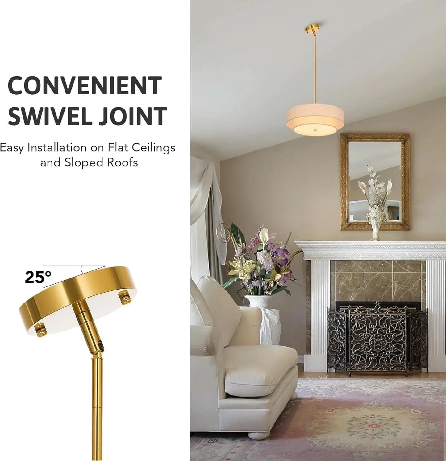 4 Light Drum Chandelier 18 Inch Antique Brass Pendant Light from PriceLows™