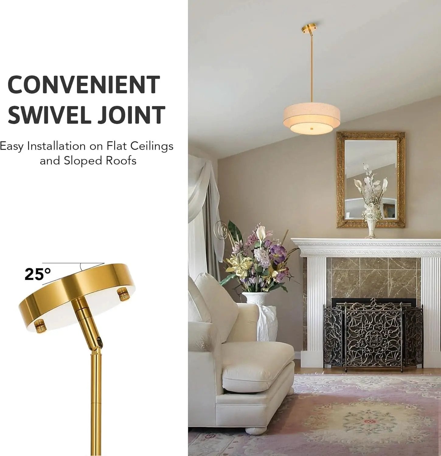 4 Light Drum Chandelier 18 Inch Antique Brass Pendant Light from PriceLows™