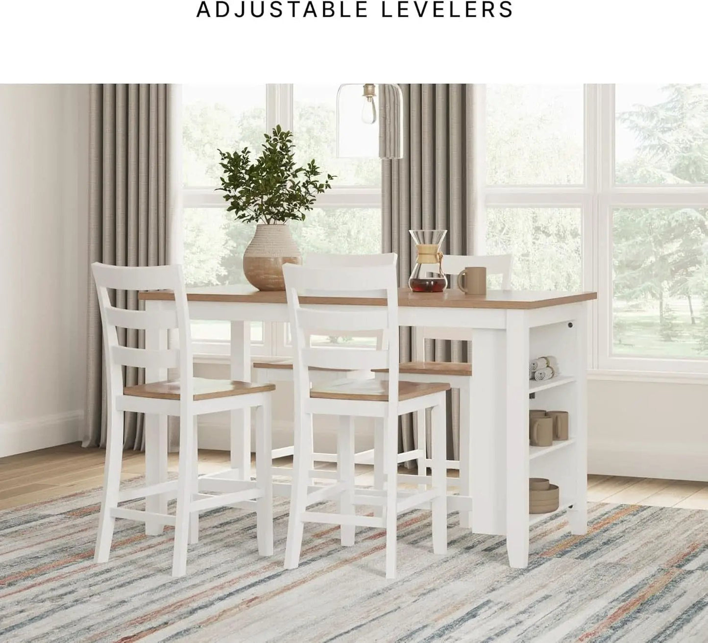 Dining Table Set White Mango Wood Contemporary Style Edition from PriceLows™