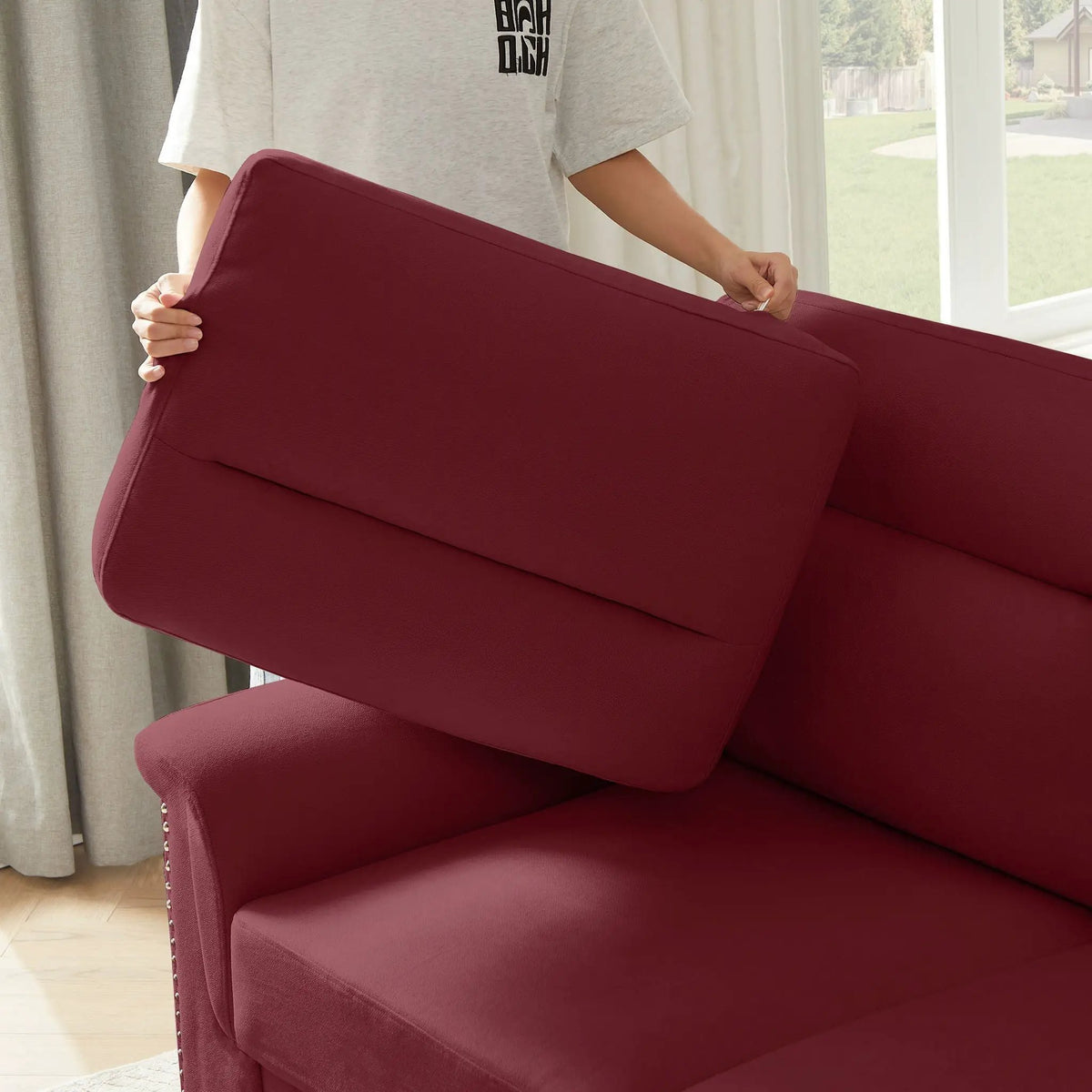 3 Seater Stationary Sofa | High-Density Foam And Spring Pack | 84.2 Inch Length | Solid Structure