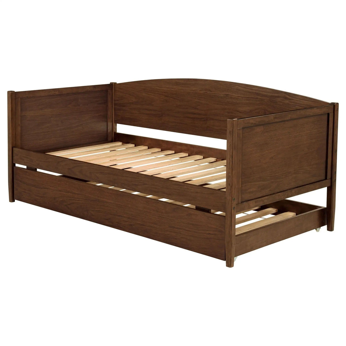 Bozeman Wood Twin Daybed With Trundle Medium | 81 x 42 x 37 in | Rubberwood & Walnut | Walnut