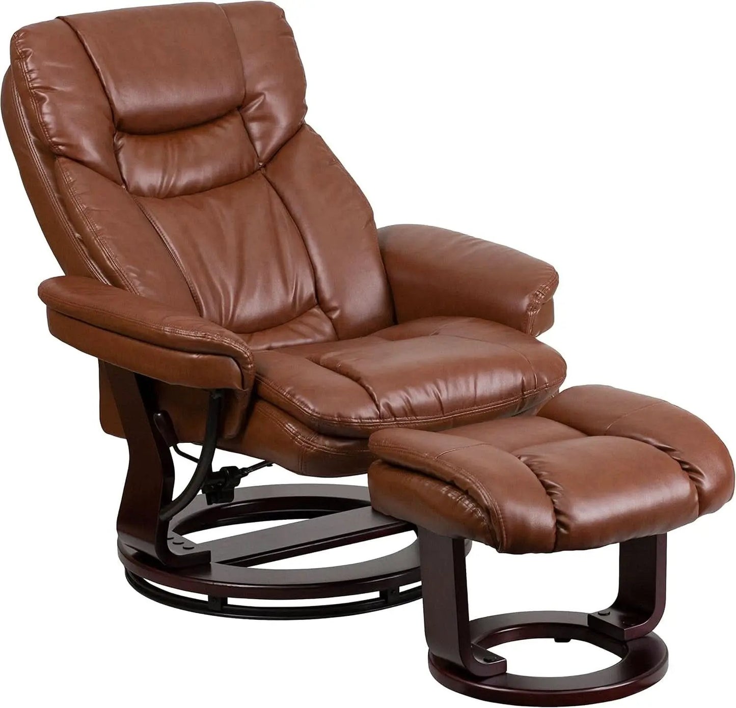 Allie Leathersoft Upholstered Recliner With Ottoman Brown from PriceLows™