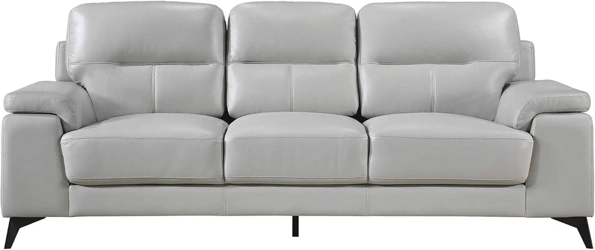 89 Inch Leather Sofa Silver Gray With Metal Legs Wood Frame from PriceLows™