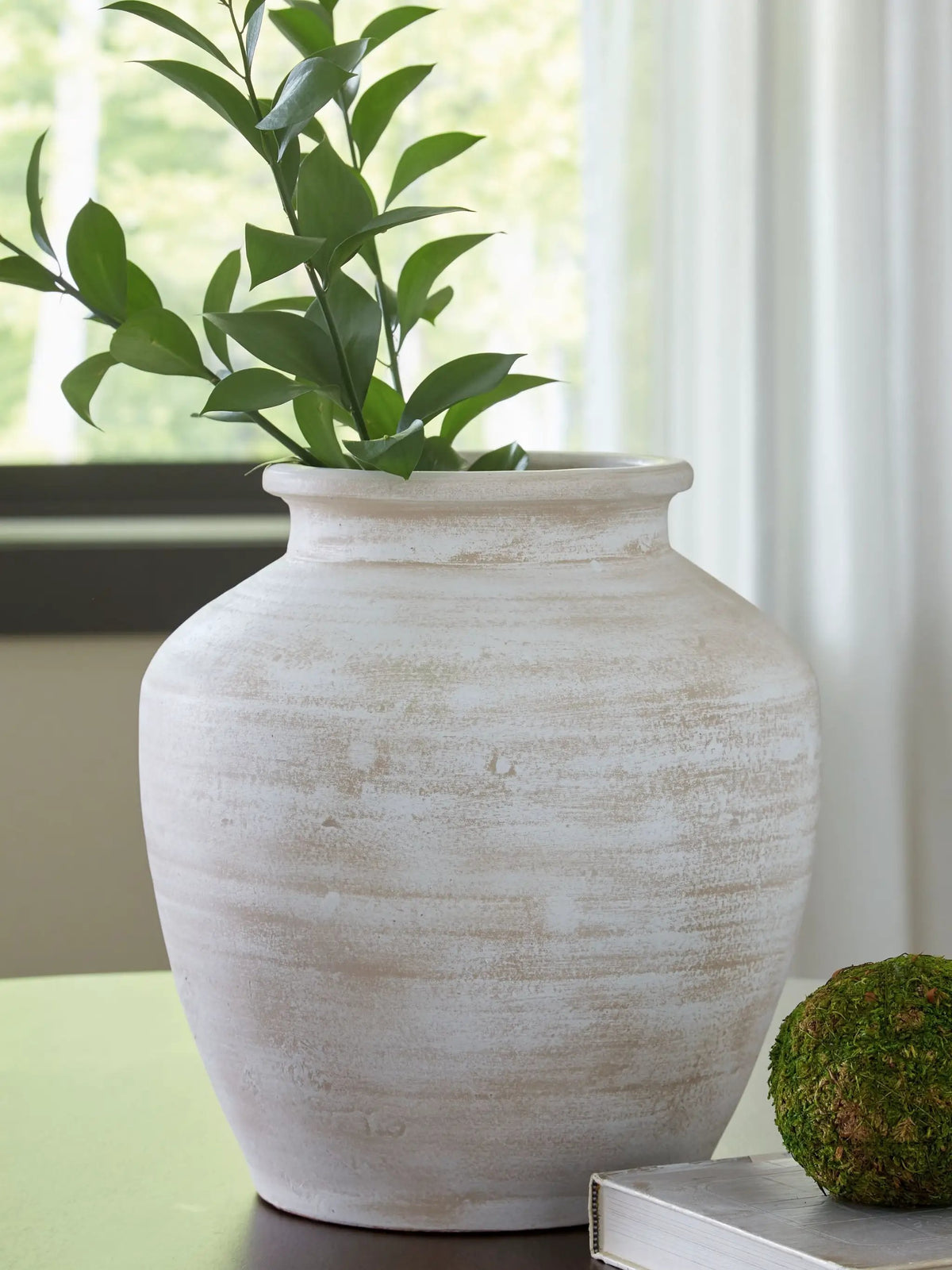 Meadie 12 Inch Ceramic Vase | Distressed Finish | Time-Worn Weathered Look | Artisanal Character