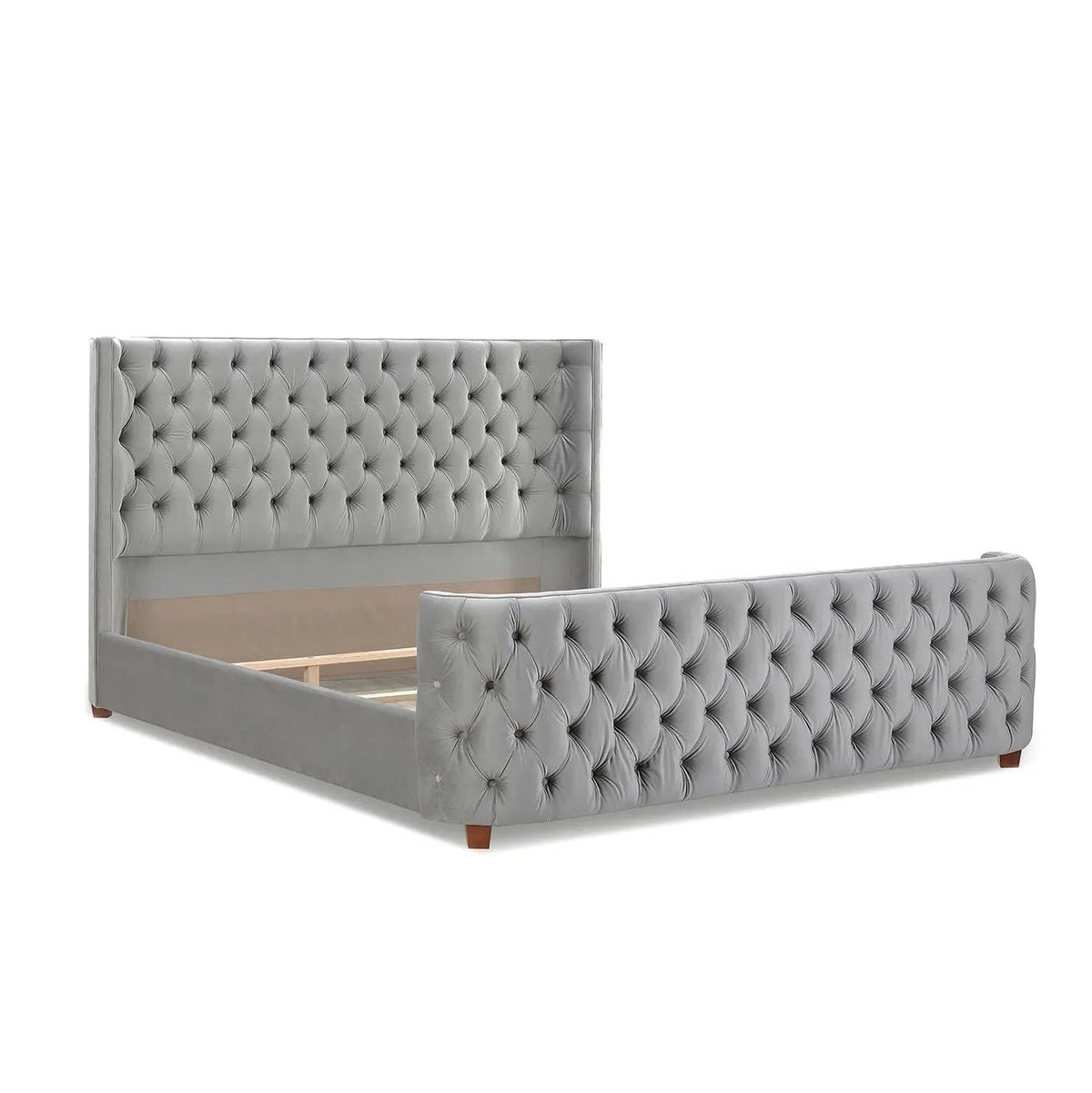 Brooklyn Tufted Panel Bed | Headboard And Footboard Set | Wingback Design | Diamond Tufting