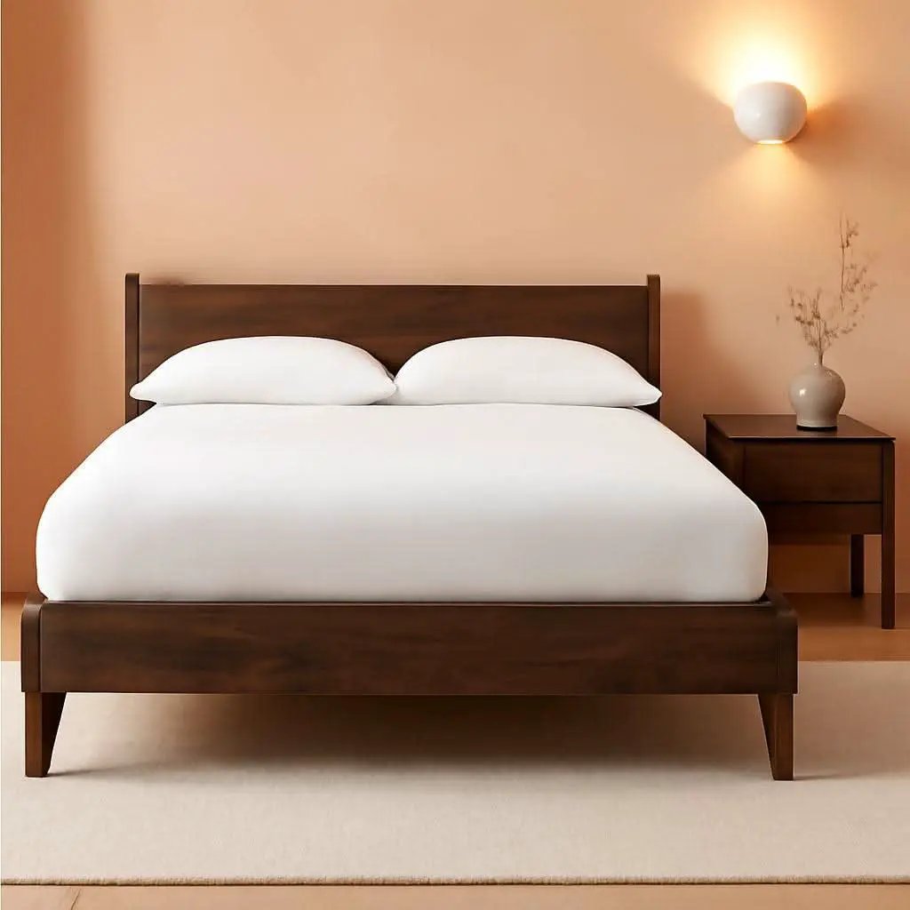 Queen Panel Platform Bed Dark Brown Walnut Storage from PriceLows™