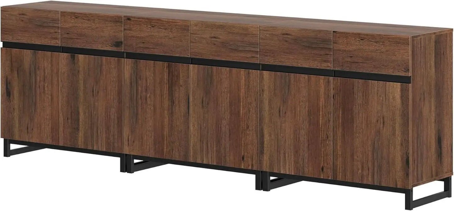 Brown 3 In 1 TV Stand For 100 Inch TV Adjustable Shelves Metal Base from PriceLows™