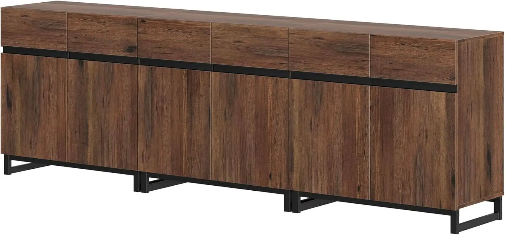 Brown 3 In 1 TV Stand For 100 Inch TV Adjustable Shelves Metal Base from PriceLows™