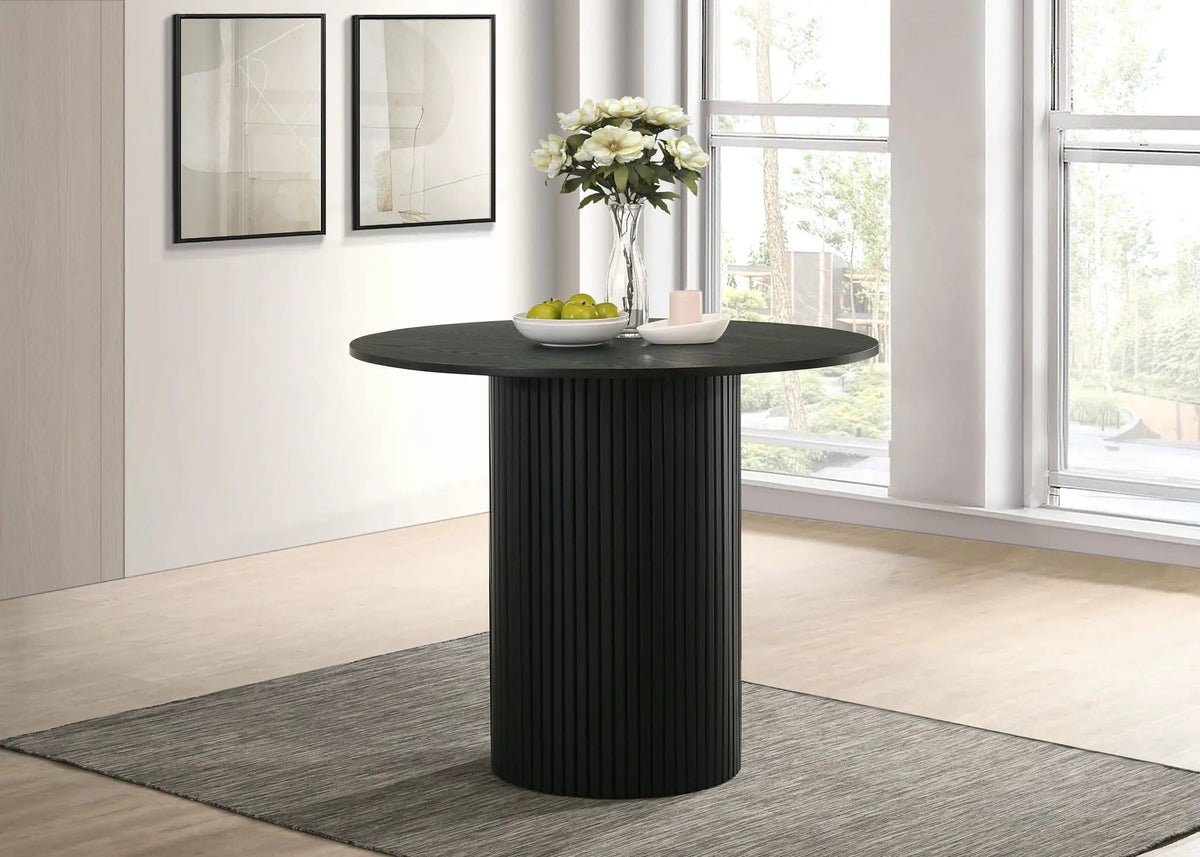 Hamlyn 43-inch Round Wood Counter Height Dining Table | 43.25 x 43.25 x 36.25 in | Rubberwood & Engineered Wood | Black