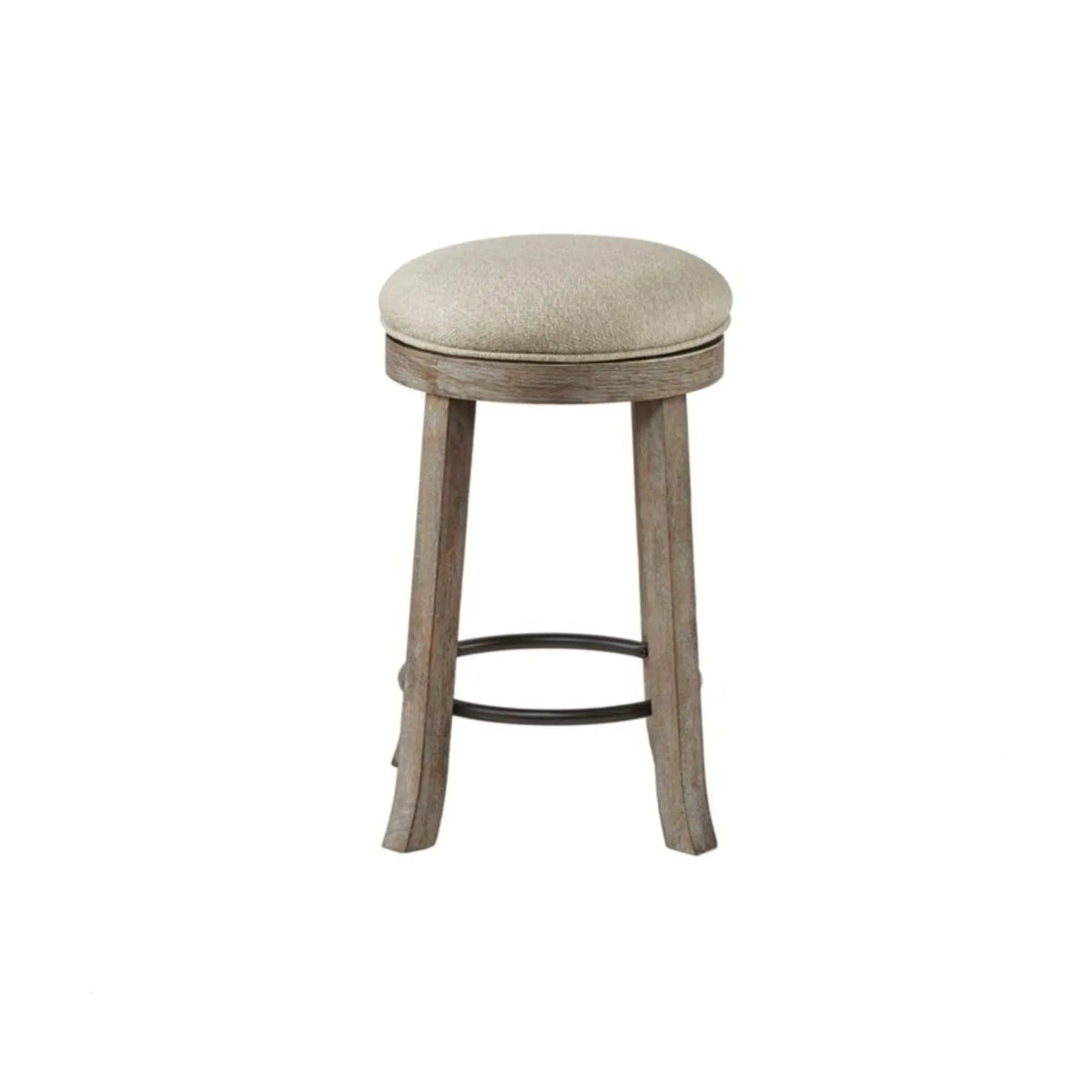 Swivel Counter Stool | Cream And Reclaimed Gray | Distressed Frame | Dark Bronze Kick Plate