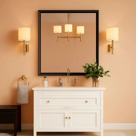 Black Metal Framed Bathroom Mirror 36x36 Inch Wall Mounted from PriceLows™
