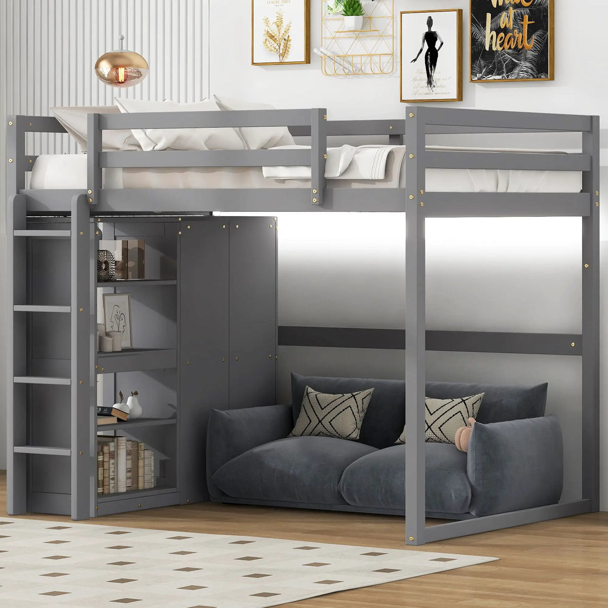 Loft Bed | Built In Wardrobe | Storage Shelves | Led Lighting