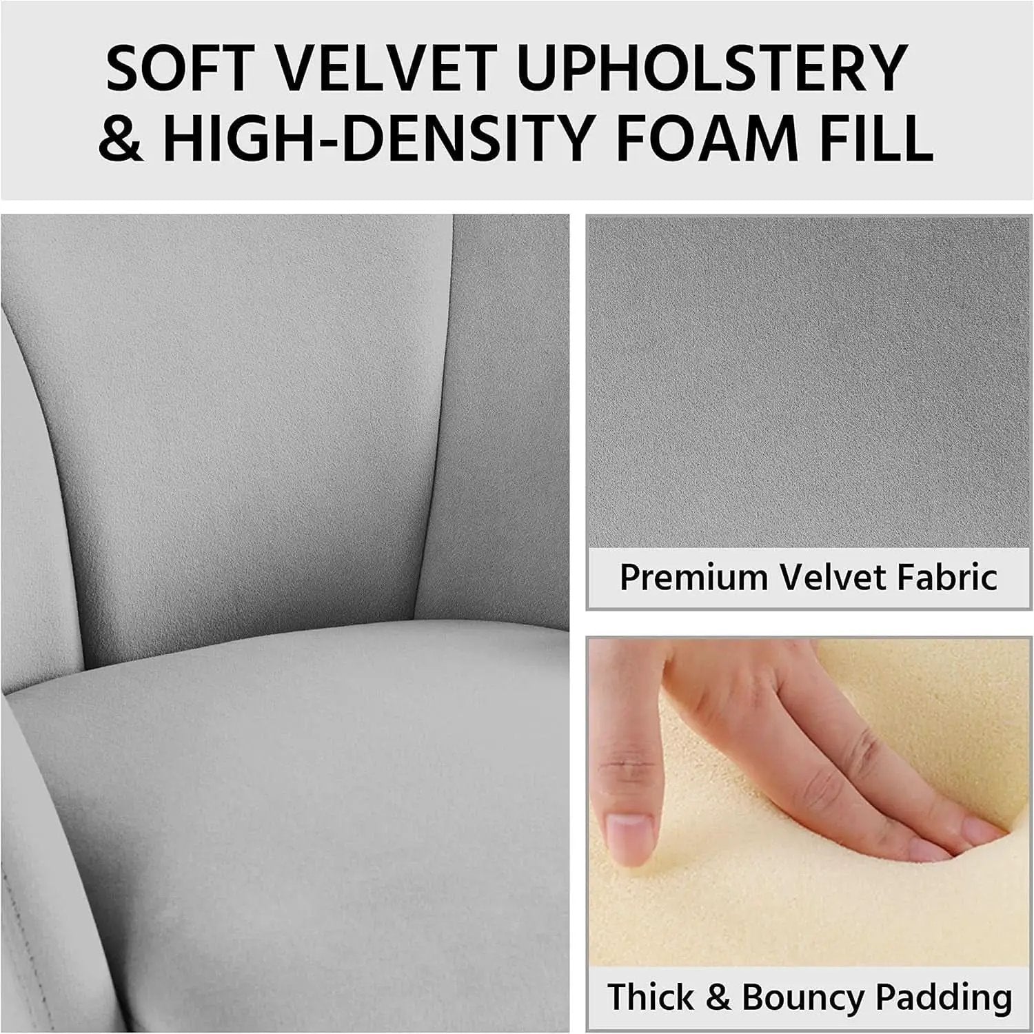 Gray Velvet Flower Shape Vanity Chair With Gold Metal Legs from PriceLows™