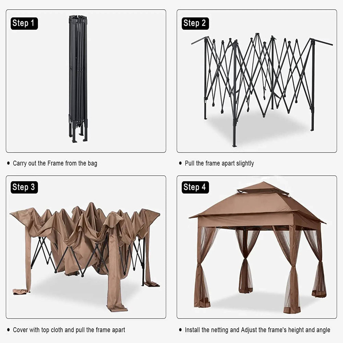 Outdoor Pop Up Gazebo Canopy With 2 Tier Soft Top And Removable Zipper Netting | 2 Pieces | Fabric & Steel | Outdoor Living