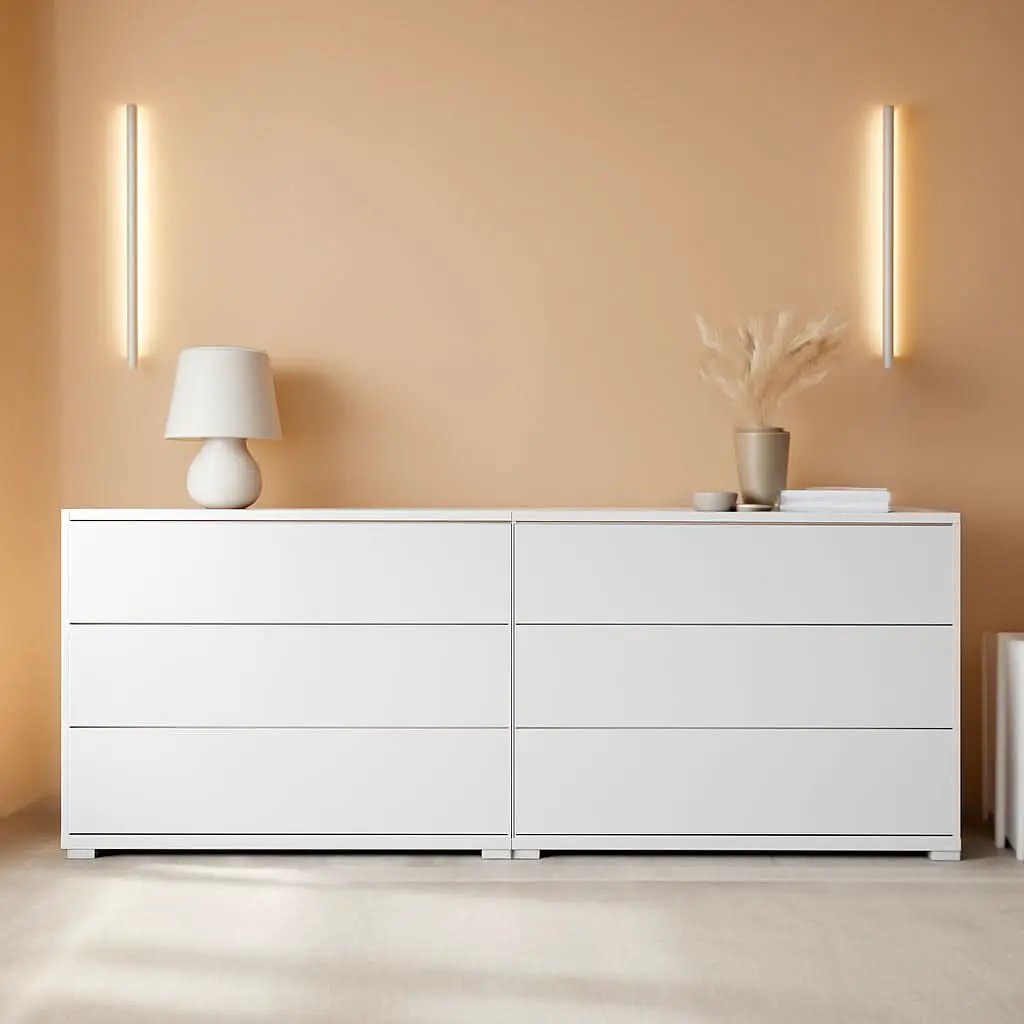 White Six Drawer Dresser For Bedroom Storage Solutions from PriceLows™