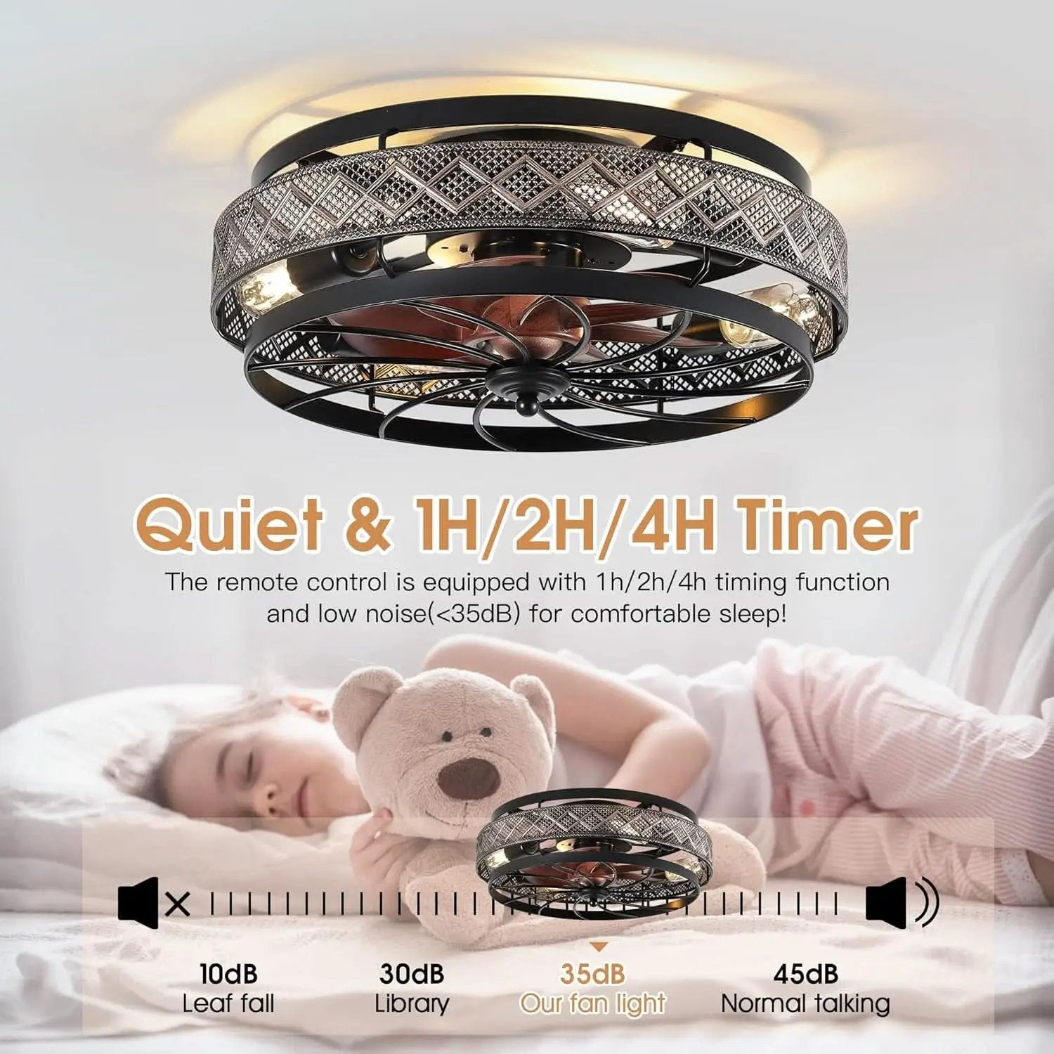 18 Inch Industrial Caged Ceiling Fan With Light Remote from PriceLows™