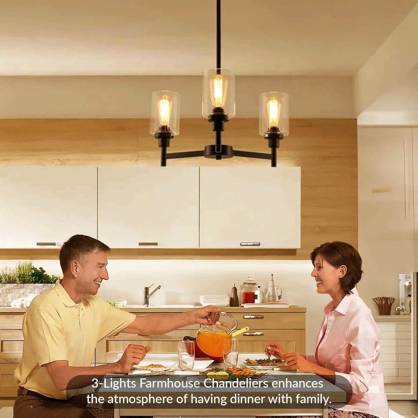 Three Light Black Glass Chandelier For Dining Room And Entryway With Glass Shade from PriceLows™