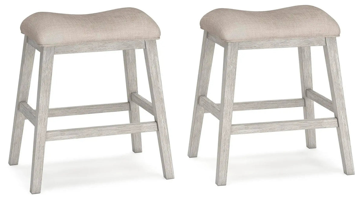 Skempton Upholstered Stool | Set Of 2 | White | 24 Inch Seat Height