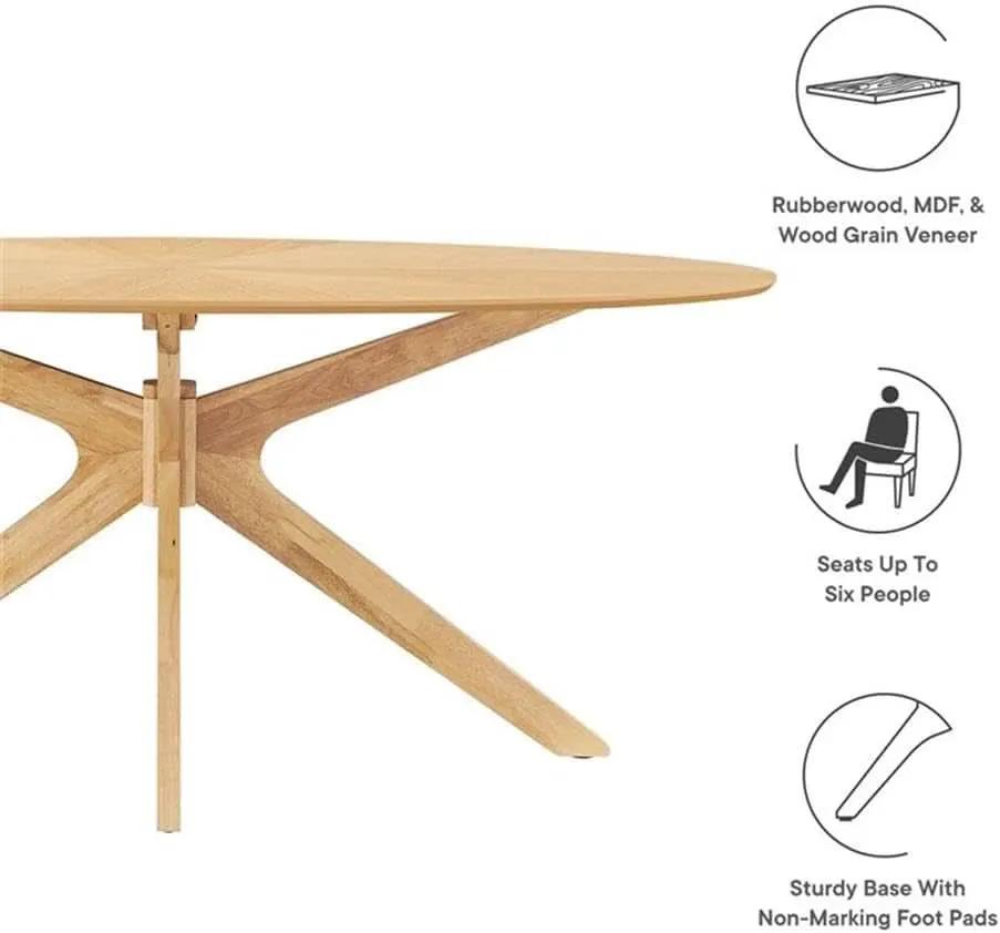 Crossroads 71 Inch Oak Oval Dining Table Mid Century from PriceLows™