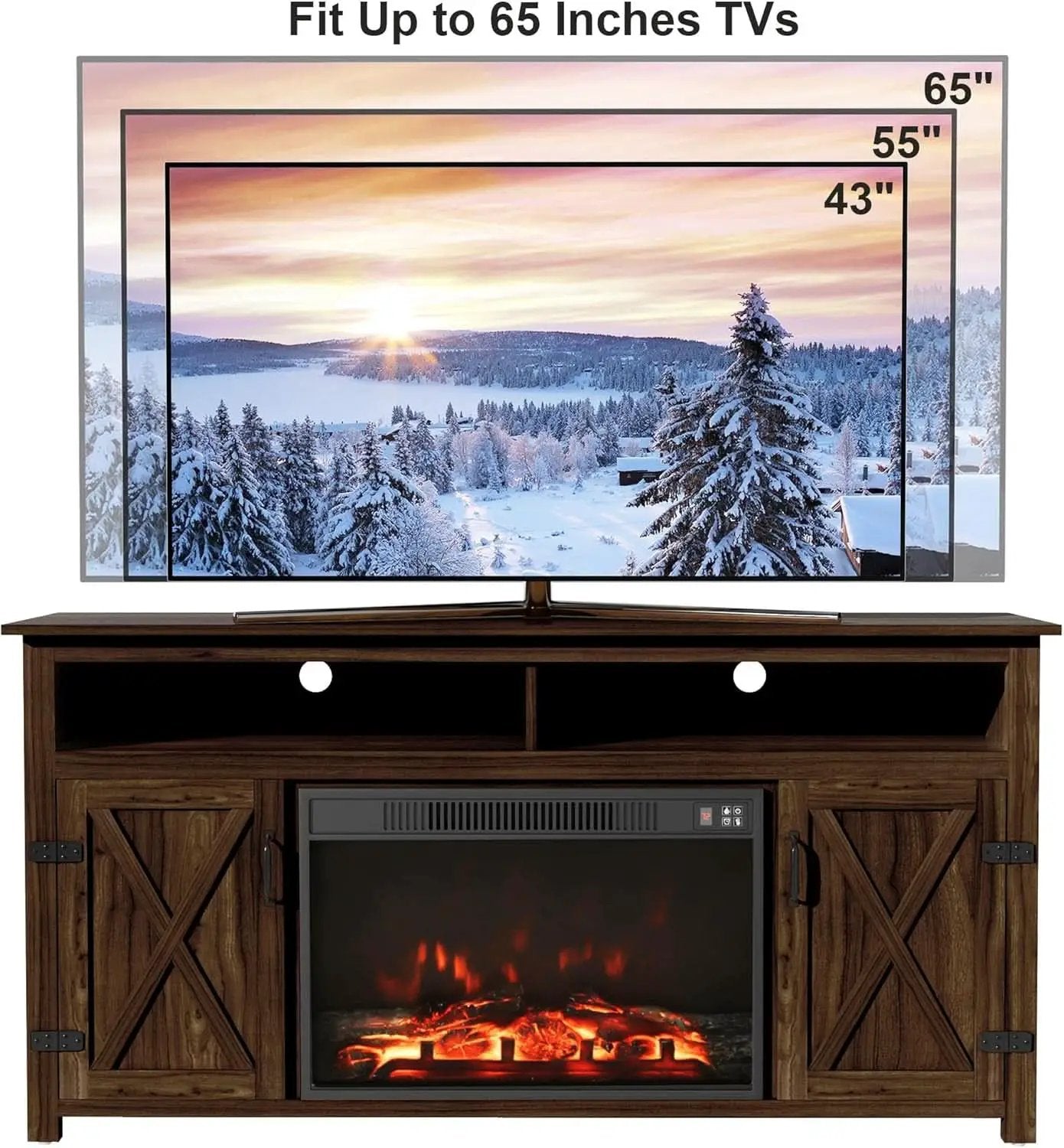 Rustic Fireplace TV Stand For 65 Inch TVs With Storage from PriceLows™