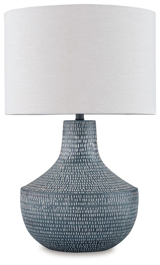 Schylarmont Metal Table Lamp | 18.13 x 18.13 x 28.5 in | Fabric & Metal | Antique Gray / White