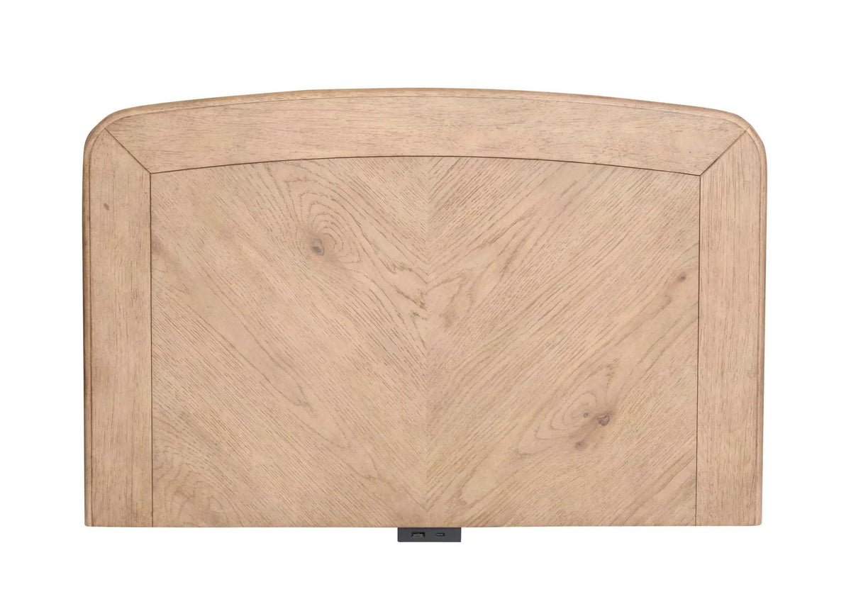 Harmony Heights Drawer Nightstand Nightstands w/ Charging Station | 18 x 28 x 28 in | Oak Veneer & Faux Leather | Belgium Wheat