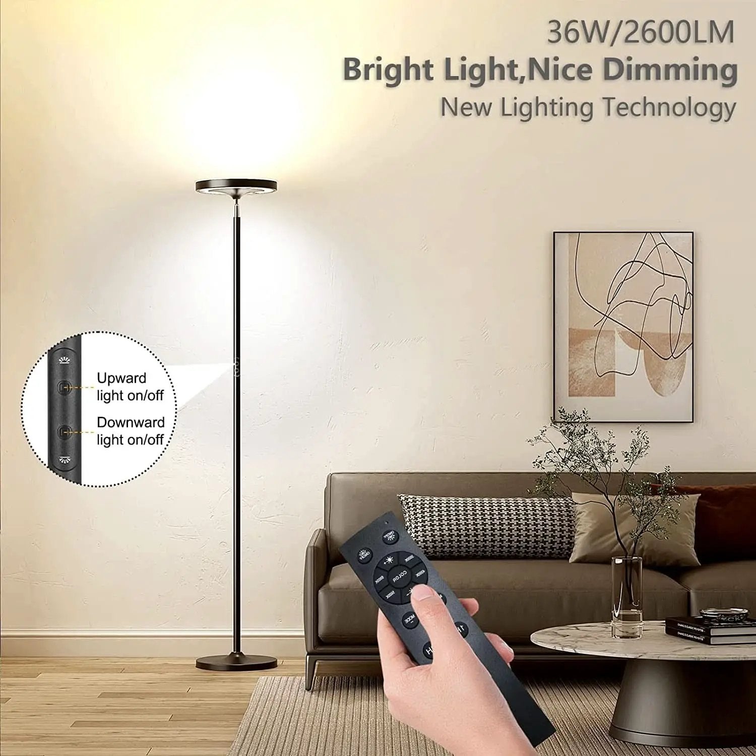 RGB LED Floor Lamp With Remote Dual Side Lighting 2600 Lumens from PriceLows™