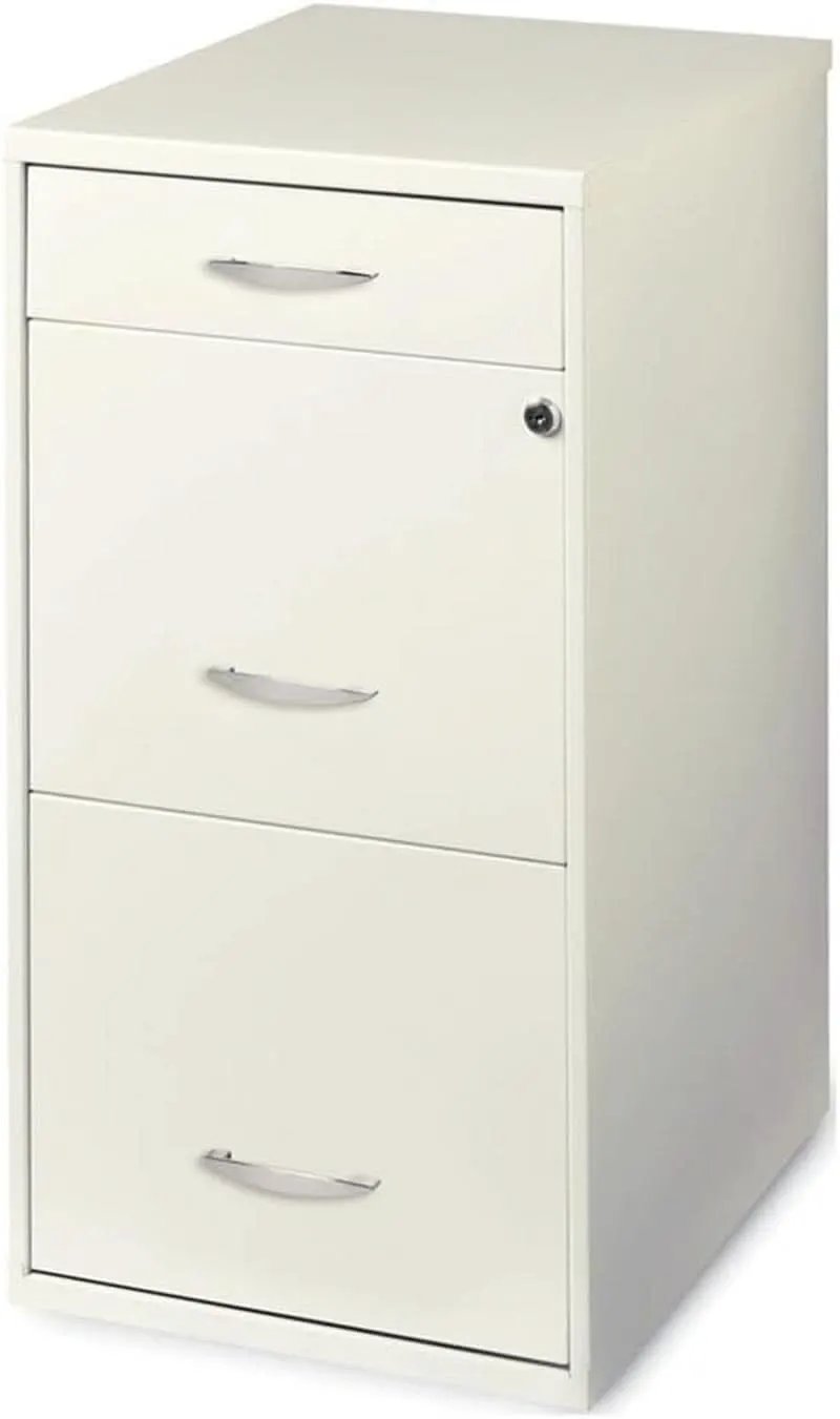 3 Drawer 27.32 Inch White Metal Filing Cabinet Lockable Preassembled For Legal And Letter Size from PriceLows™