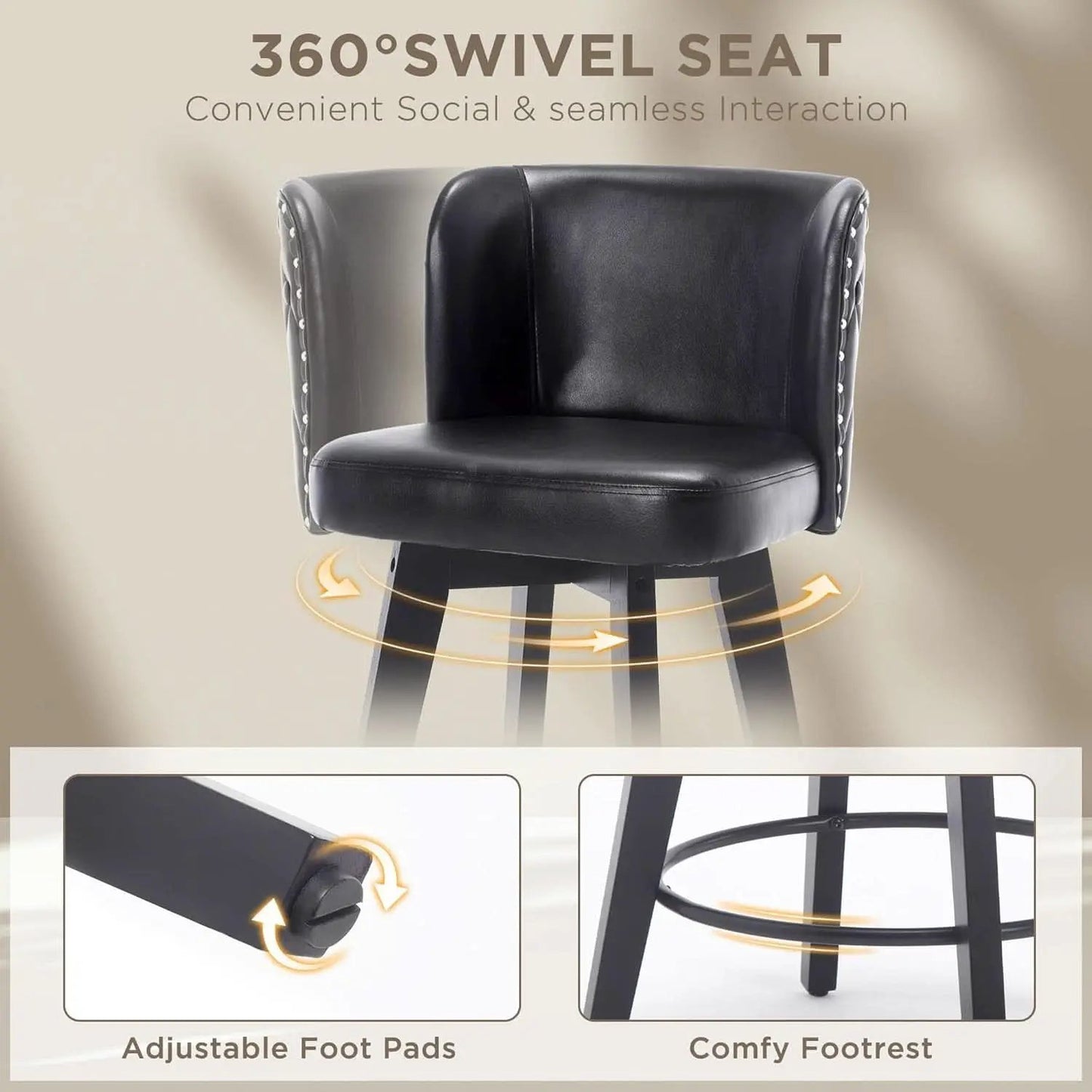 Swivel Bar Stool Set of Three with Faux Leather from PriceLows™