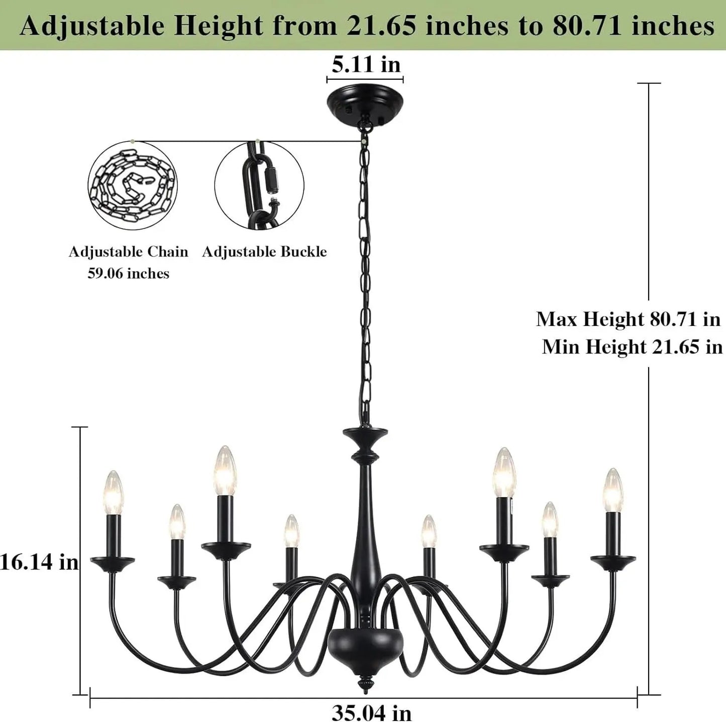 Eight Light Black Farmhouse Chandelier for Dining Room from PriceLows™