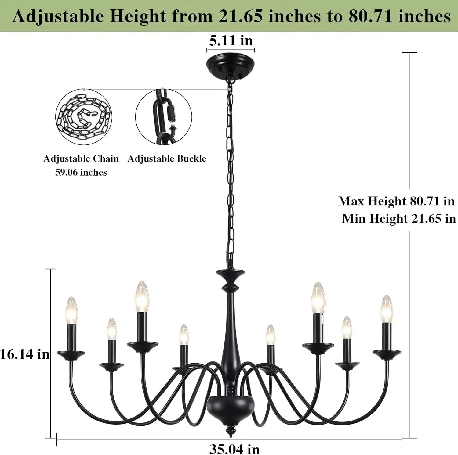 Eight Light Black Farmhouse Chandelier for Dining Room from PriceLows™