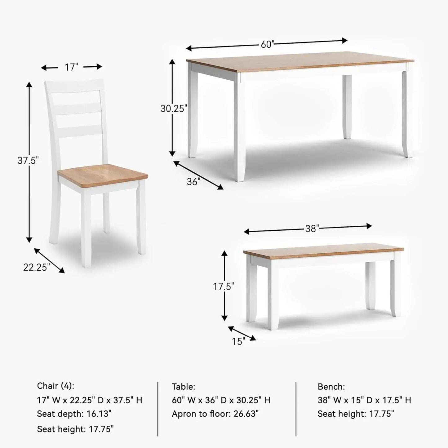 Dining Table Set White Mango Wood Contemporary Style Edition from PriceLows™