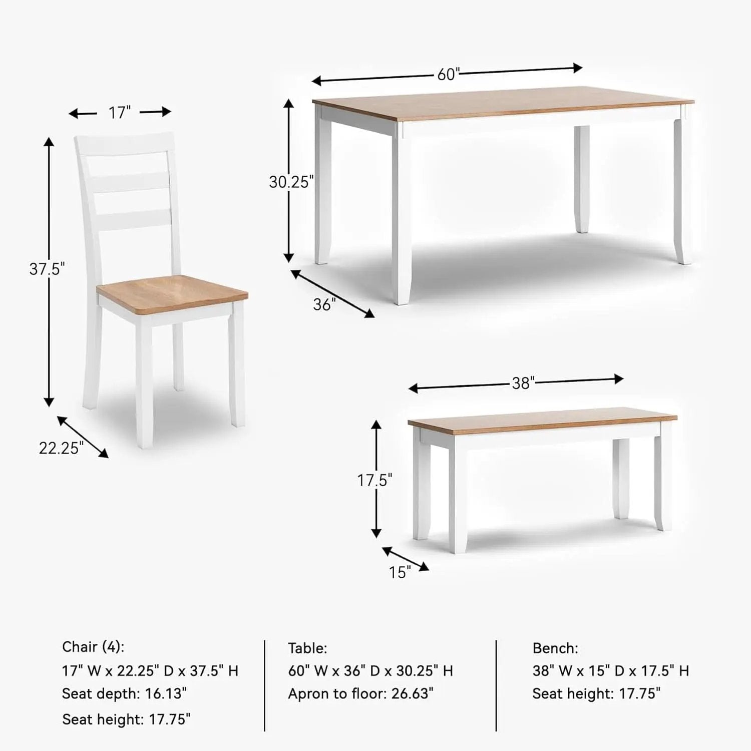 Dining Table Set White Mango Wood Contemporary Style Edition from PriceLows™