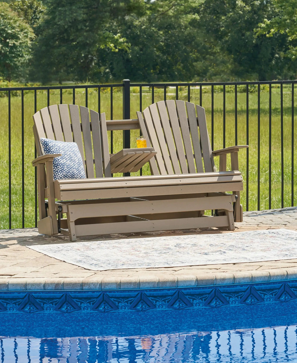 Hyland Wave Glider Loveseat | Adirondack-Inspired Design | 67 Inch Width | Outdoor Seating