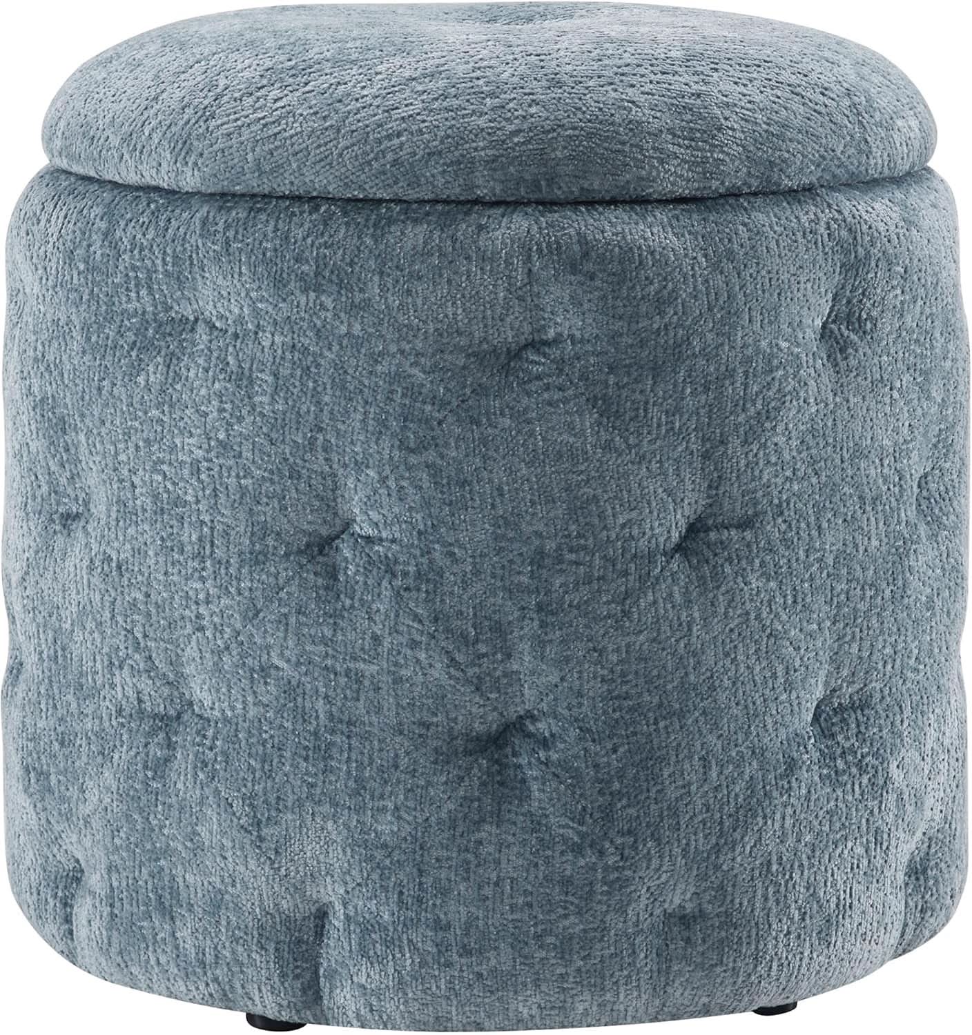 18.75 Inches Circumferential Sky Blue Storage Ottoman from PriceLows™