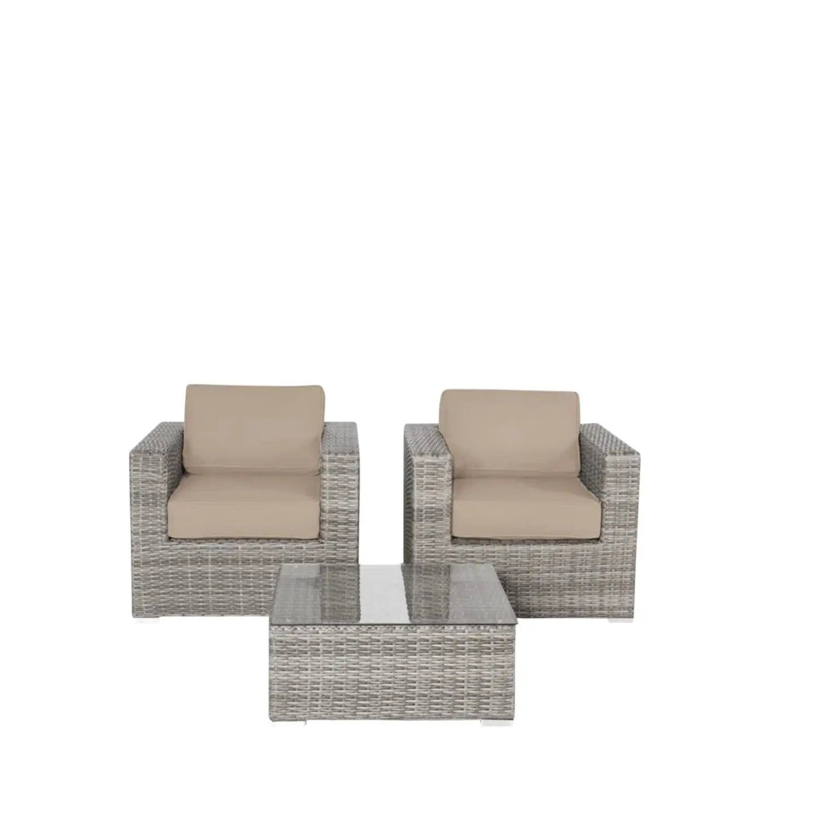 Wicker Seating Group Set | Table And Cushions Included | Aluminum Frames | Hand-Woven Wicker