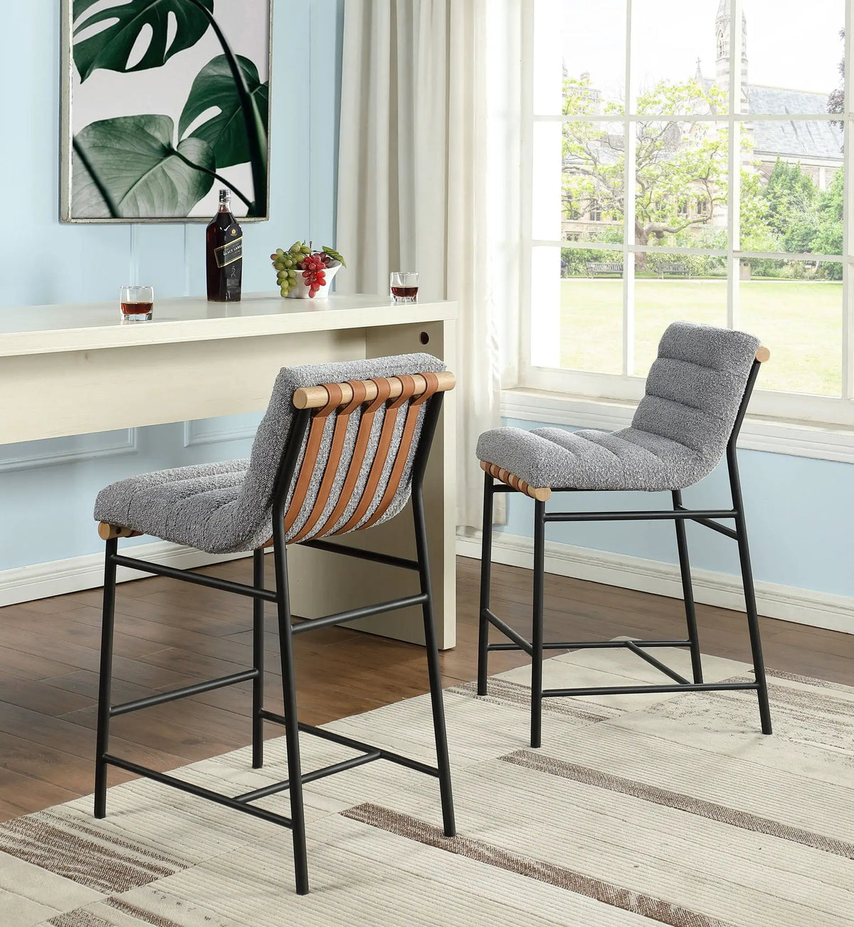 Lahni Boucle Counter Height Chair | 17 Inch Seat Width | Fabric Upholstery | Modern Design