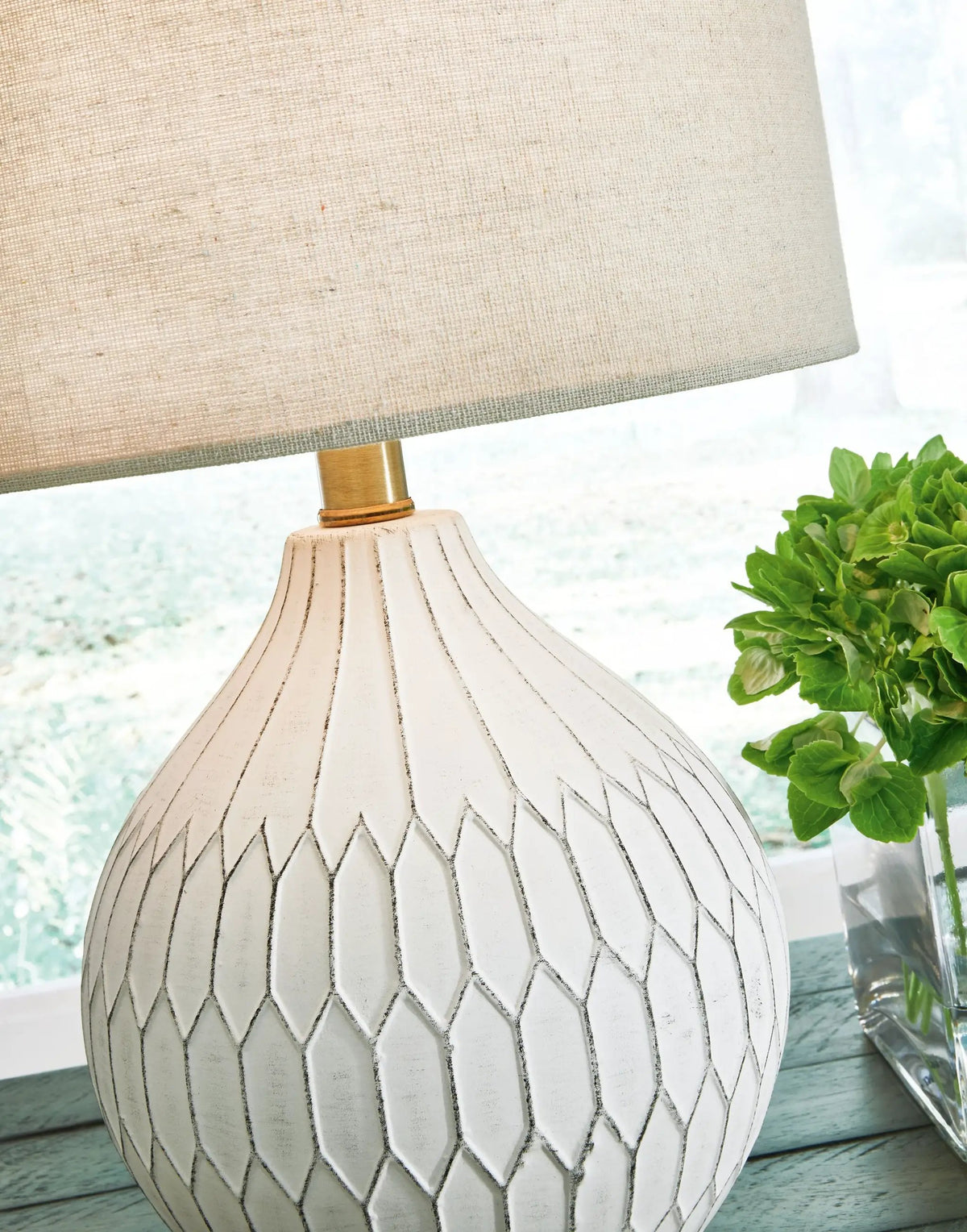 Wardmont Ceramic Table Lamp | White | 17.75 Inch Height | 102 Inch Cord