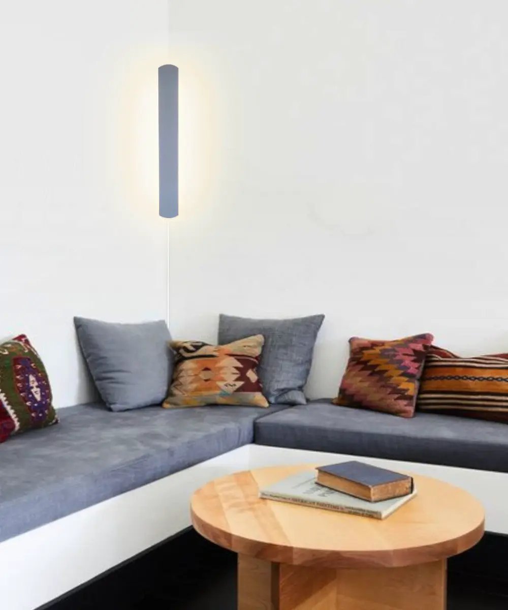 Solid Wood Wall Accent Light | Plug In Led | 24 Inch Height | Almond Finish